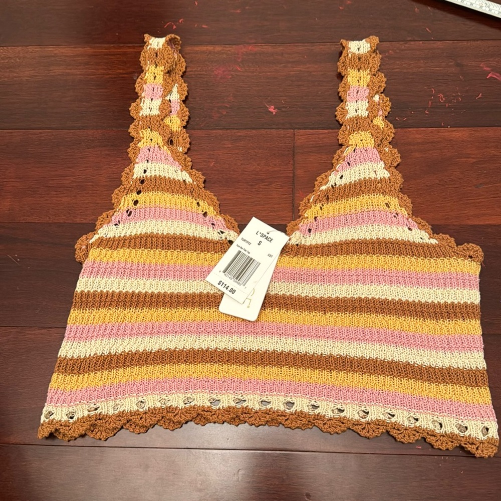 NWT L*Space crochet cropped Tank Small